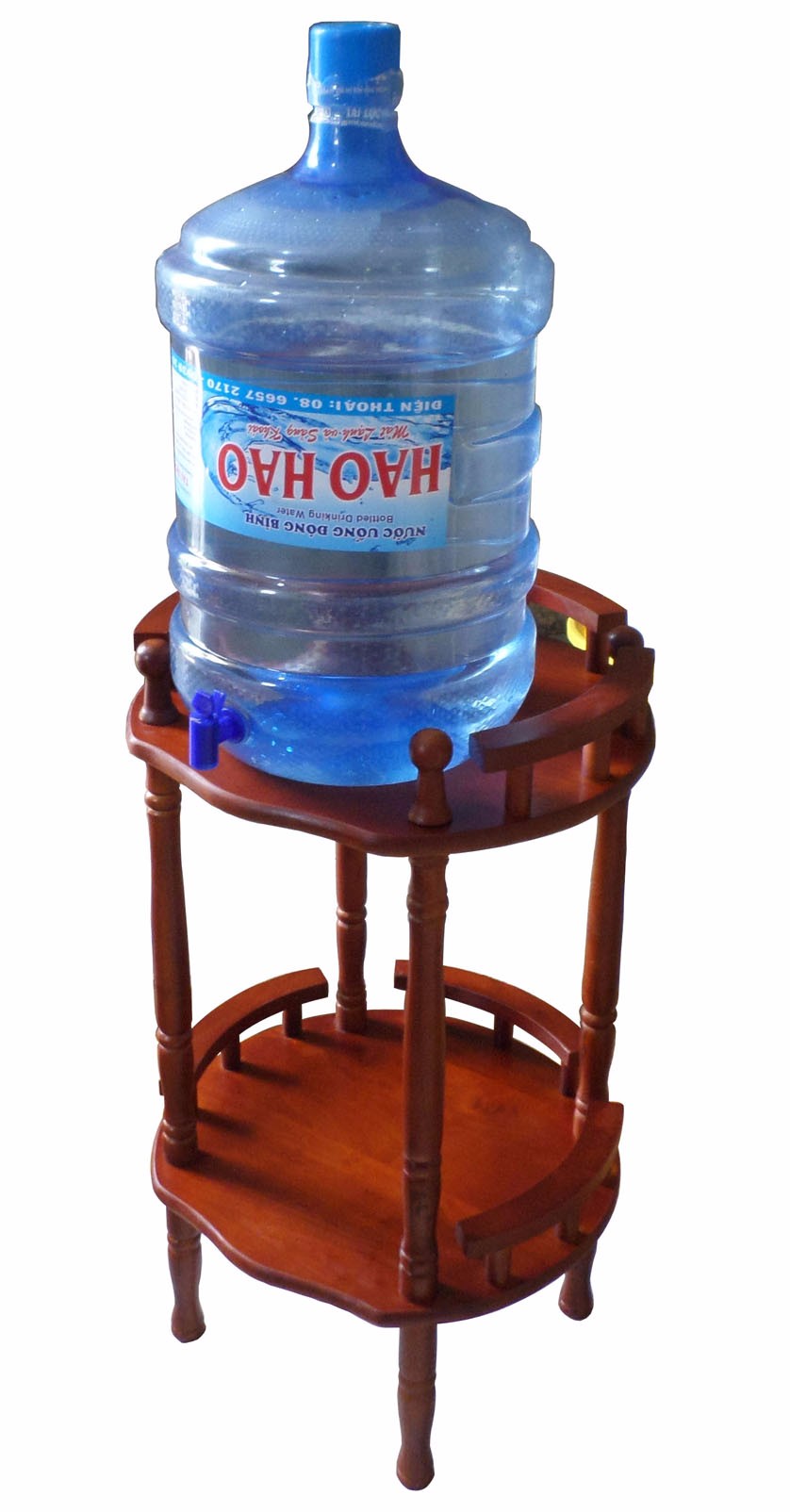 KỆ ĐỂ BÌNH NƯỚC 2 TẦNG BẰNG GỖ (NÂU ĐỎ)