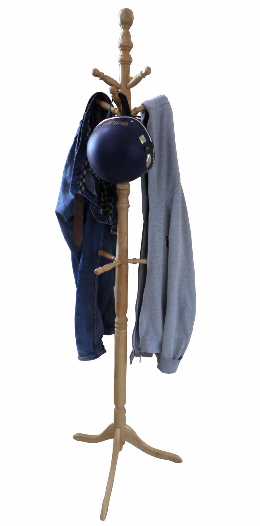 CÂY TREO QUẦN ÁO BẰNG GỖ CHÂN 3 ĐẾ DẸT (TỰ NHIÊN)