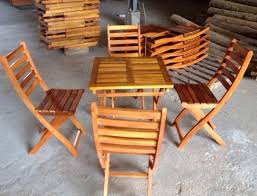BỘ BÀN GHẾ CAFE NGOÀI TRỜI XẾP GỌN CỠ NHỎ BẰNG GỖ (1 BÀN 4 GHẾ)
