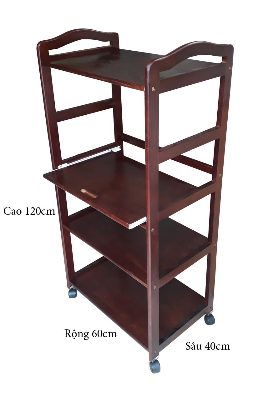 Kệ vi sóng 4 tầng bằng gỗ, kệ để lò vipa 4 tầng rộng 60cm bằng gỗ (Nâu)