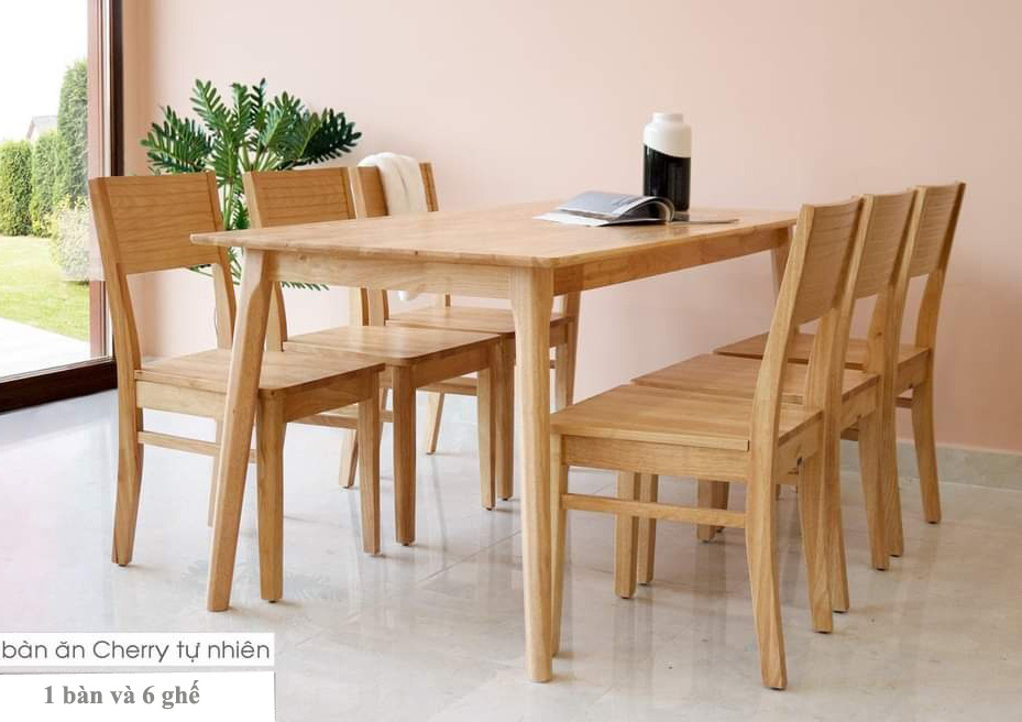 Bộ bàn ăn cherry màu tự nhiên