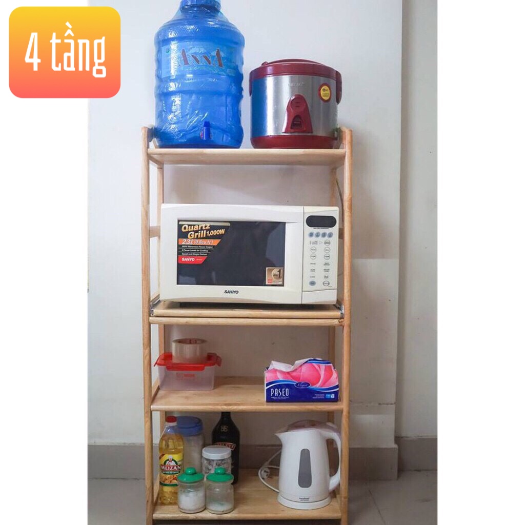 Kệ vi sóng 4 tầng bằng gỗ, kệ để lò vipa 4 tầng rộng 60cm bằng gỗ (Tự nhiên)