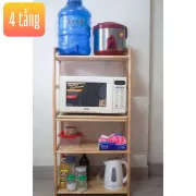 Kệ vi sóng 4 tầng bằng gỗ, kệ để lò vipa 4 tầng rộng 60cm bằng gỗ (Tự nhiên)