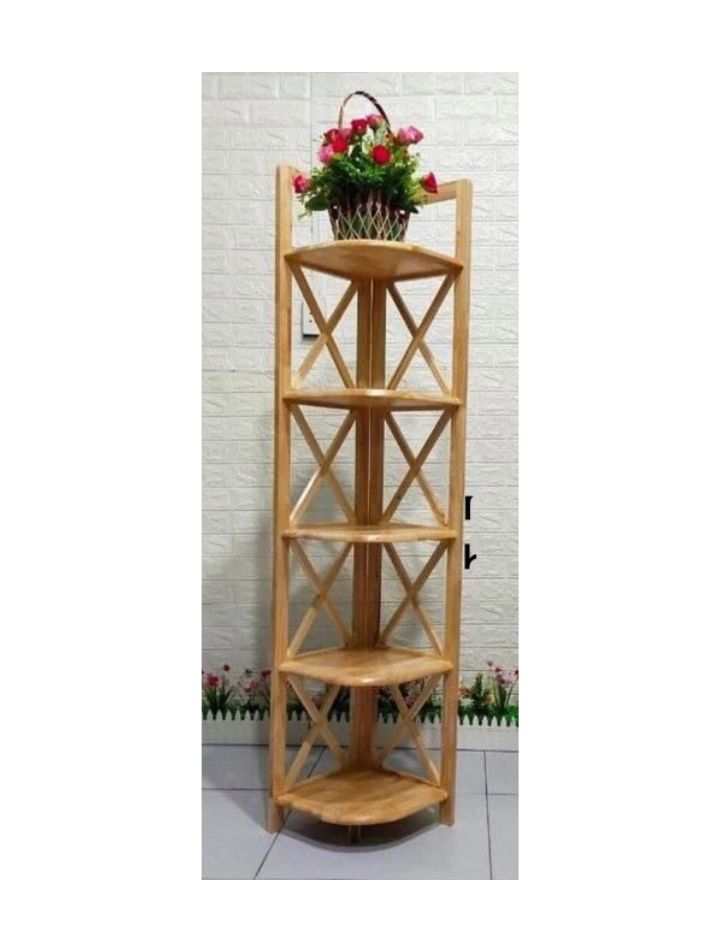 KỆ GÓC 5 TẦNG CỠ NHỎ CAO 150CM BẰNG GỖ (TỰ NHIÊN)