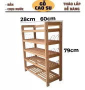 KỆ GIÀY 5 TẦNG RỘNG 60CM BẰNG GỖ CÓ MÓC SẮT (TỰ NHIÊN)
