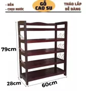 KỆ GIÀY 5 TẦNG RỘNG 60CM BẰNG GỖ CÓ MÓC SẮT (NÂU)