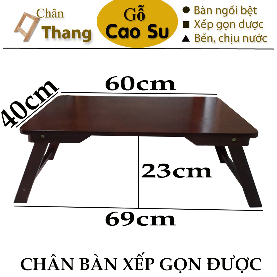 BÀN TRÀ XẾP GỌN CHÂN THANG 60x40x23CM BẰNG GỖ (NÂU)