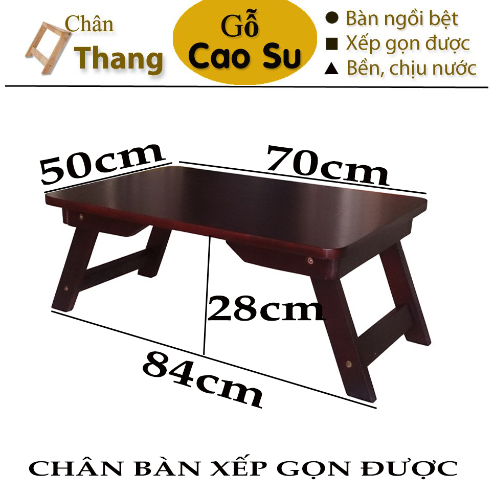 BÀN TRÀ XẾP GỌN CHÂN THANG 70x50x28CM BẰNG GỖ (NÂU)