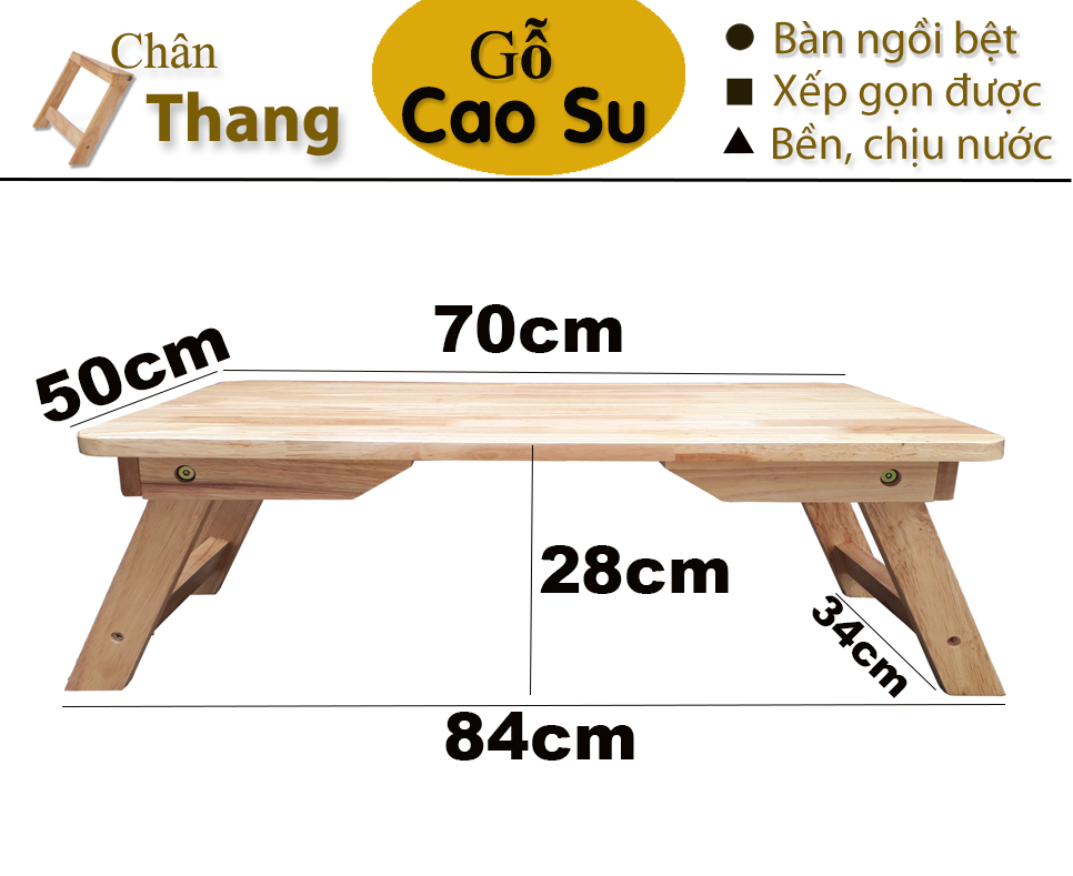 BÀN TRÀ XẾP GỌN CHÂN THANG 70x50x28CM BẰNG GỖ (TỰ NHIÊN)