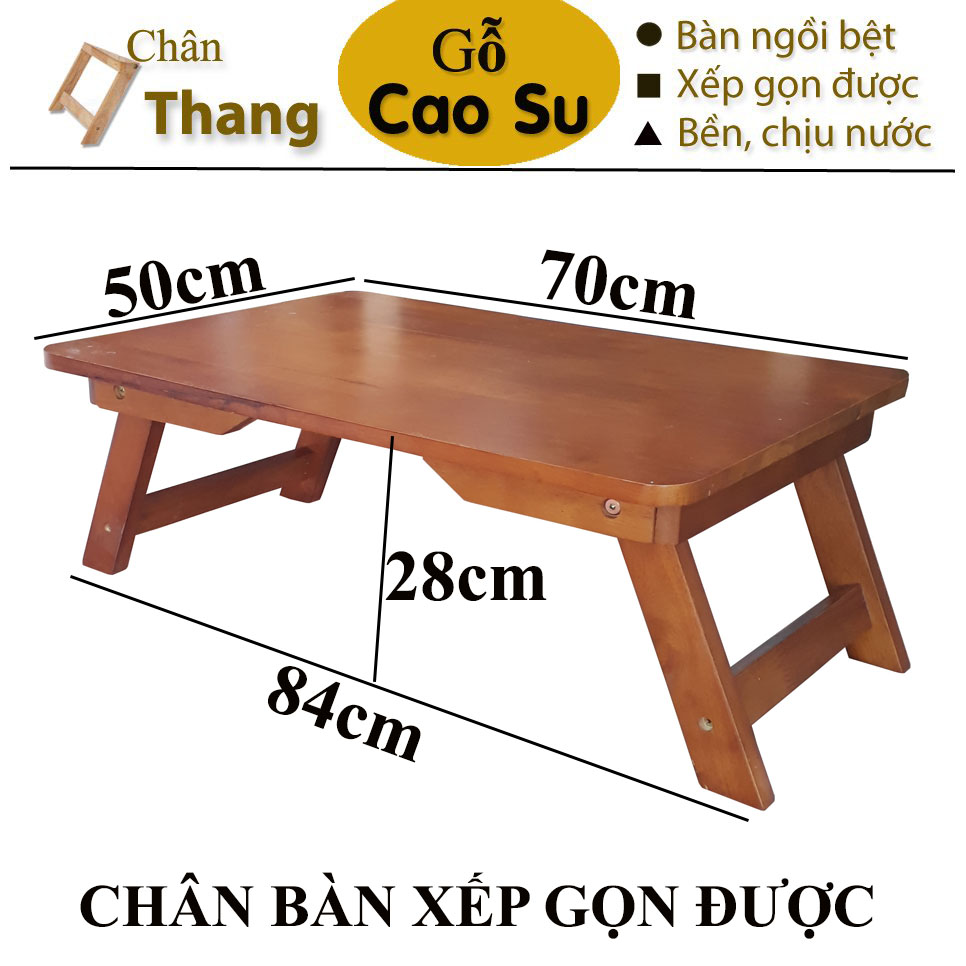 BÀN TRÀ XẾP GỌN CHÂN THANG 70x50x28CM BẰNG GỖ (VÀNG CÁNH GIÁN)