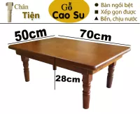 BÀN TRÀ XẾP GỌN CHÂN TIỆN 70x50x28CM BẰNG GỖ (VÀNG CÁNH GIÁN)