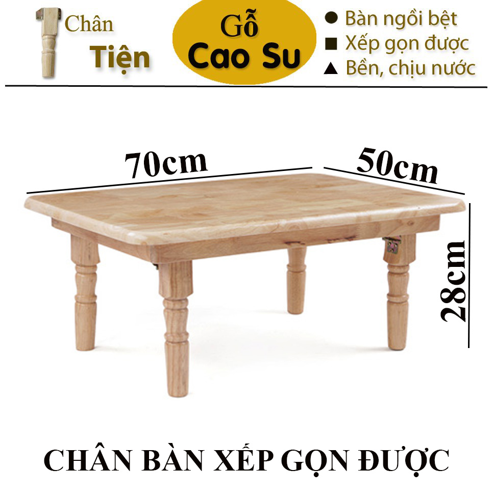 BÀN TRÀ XẾP GỌN CHÂN TIỆN 70x50x28CM BẰNG GỖ (TỰ NHIÊN)
