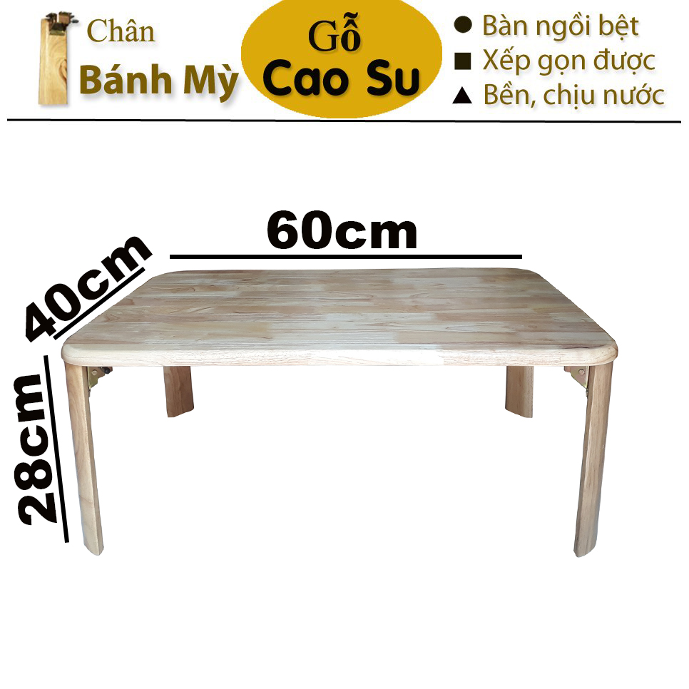 BÀN TRÀ XẾP GỌN CHÂN BÁNH MỲ 60x40x28CM BẰNG GỖ (TỰ NHIÊN)