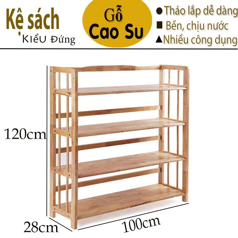 KỆ SÁCH 4 TẦNG RỘNG 100CM BẰNG GỖ (TỰ NHIÊN)