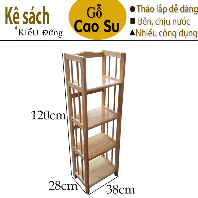 KỆ SÁCH 4 TẦNG RỘNG 38CM BẰNG GỖ (TỰ NHIÊN)