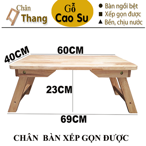 BÀN TRÀ XẾP GỌN CHÂN THANG 60x40x23CM BẰNG GỖ (TỰ NHIÊN)