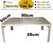 BÀN TRÀ XẾP GỌN CHÂN BÁNH MỲ 90x60x28CM BẰNG GỖ (TỰ NHIÊN)