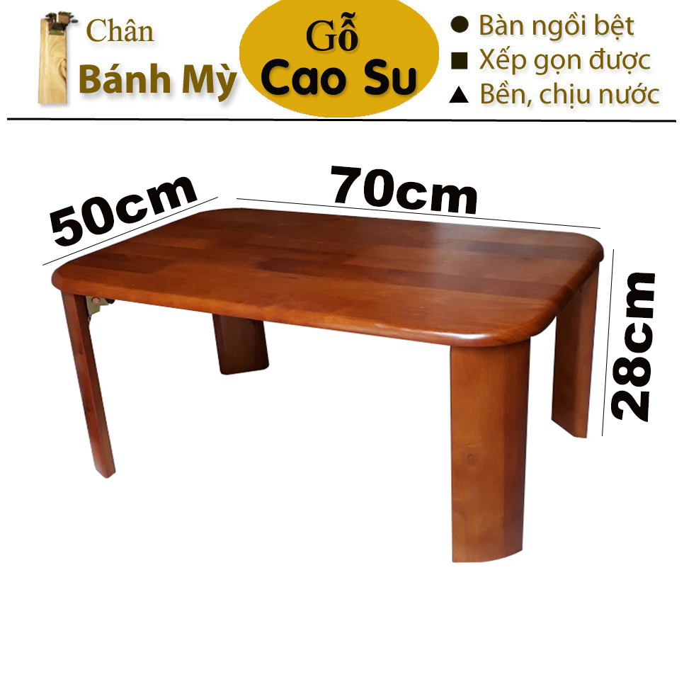 BÀN TRÀ XẾP GỌN CHÂN BÁNH MỲ 70x50x28CM BẰNG GỖ (VÀNG CÁNH GIÁN)