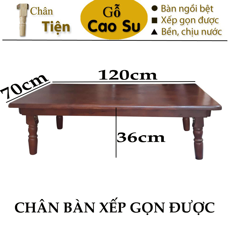 BÀN TRÀ XẾP GỌN CHÂN TIỆN 120x70x36CM BẰNG GỖ (NÂU)