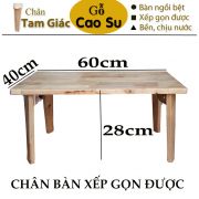 BÀN TRÀ XẾP GỌN CHÂN TAM GIÁC 60x40x28CM BẰNG GỖ (TỰ NHIÊN)