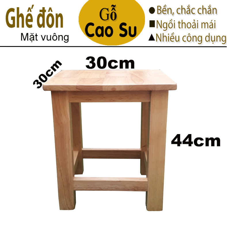 GHẾ ĐÔN MẶT VUÔNG 30x30x44CM BẰNG GỖ (TỰ NHIÊN)