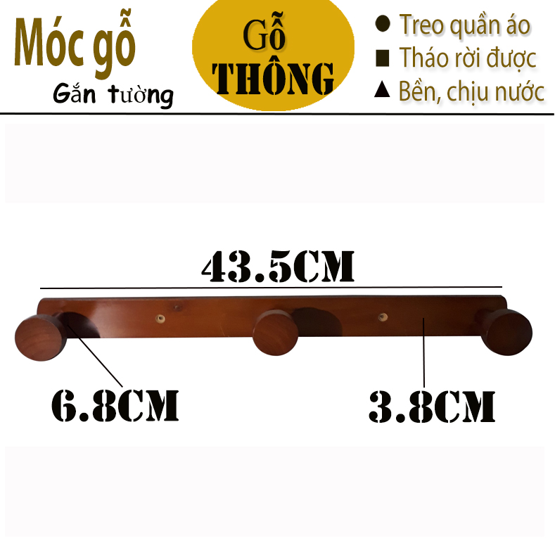 MÓC TREO QUẦN ÁO, NÓN BẢO HIỂM ĐẦU HÌNH TRÒN BẰNG GỖ (VÀNG CÁNH GIÁN)