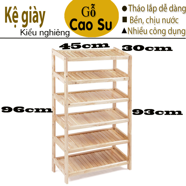 KỆ GIÀY 6 TẦNG RỘNG 45CM BẰNG GỖ (TỰ NHIÊN)
