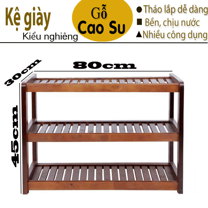 KỆ GIÀY 3 TẦNG RỘNG 80CM BẰNG GỖ (NÂU)