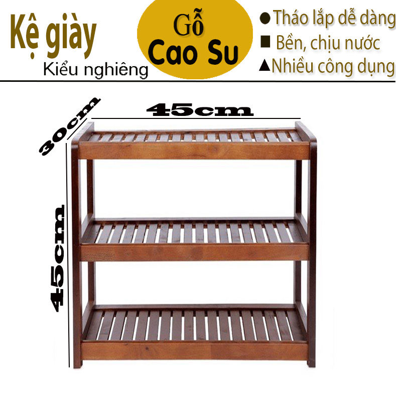 KỆ GIÀY 3 TẦNG RỘNG 45CM BẰNG GỖ (NÂU)