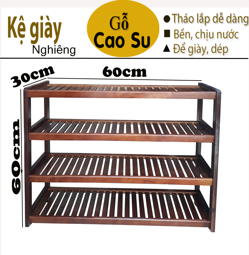 KỆ GIÀY 4 TẦNG RỘNG 60CM BẰNG GỖ (NÂU)