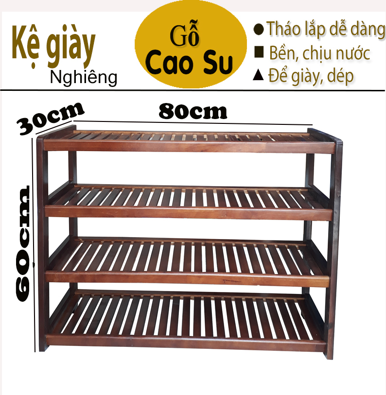 KỆ GIÀY 4 TẦNG RỘNG 80CM BẰNG GỖ (NÂU)