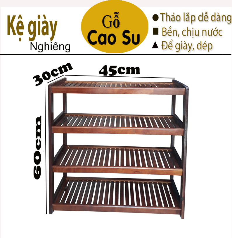 KỆ GIÀY 4 TẦNG RỘNG 45CM BẰNG GỖ (NÂU)