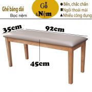 GHẾ BĂNG DÀI 92x35x45CM BẰNG GỖ (NỆM XÁM)