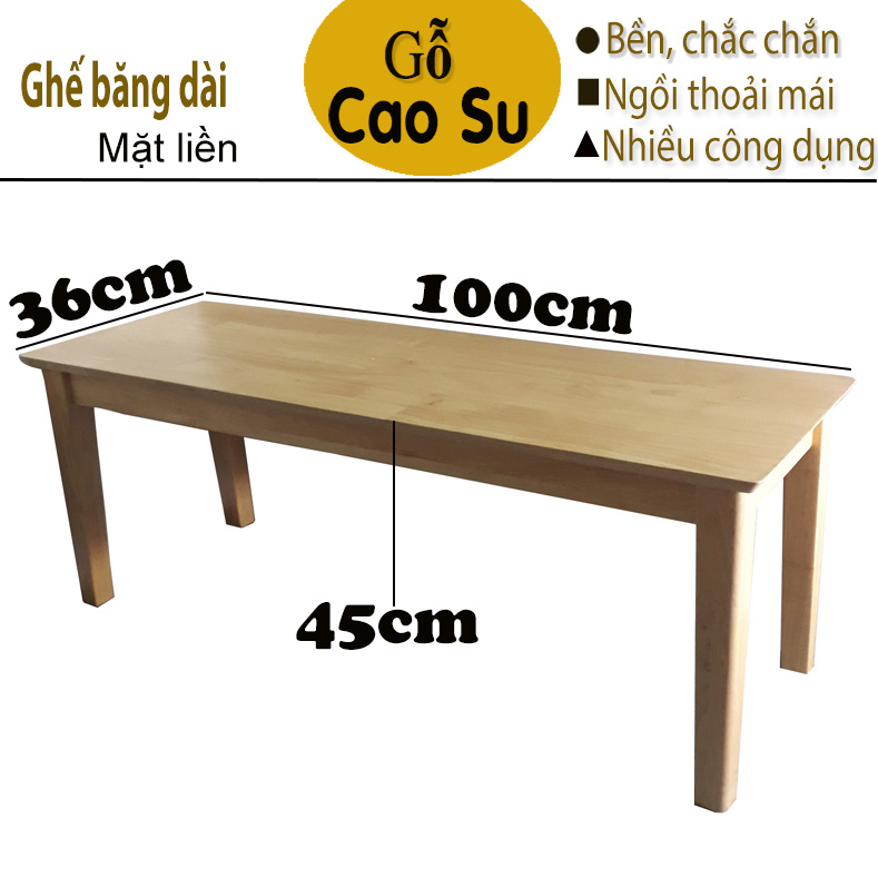 GHẾ BĂNG DÀI 1M CAO 45CM BẰNG GỖ (TỰ NHIÊN)