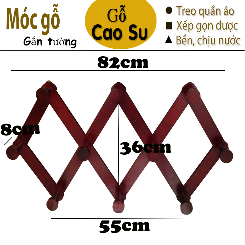 MÓC TREO QUẦN ÁO GẮN TƯỜN CỠ LỚN BẰNG GỖ (NÂU)