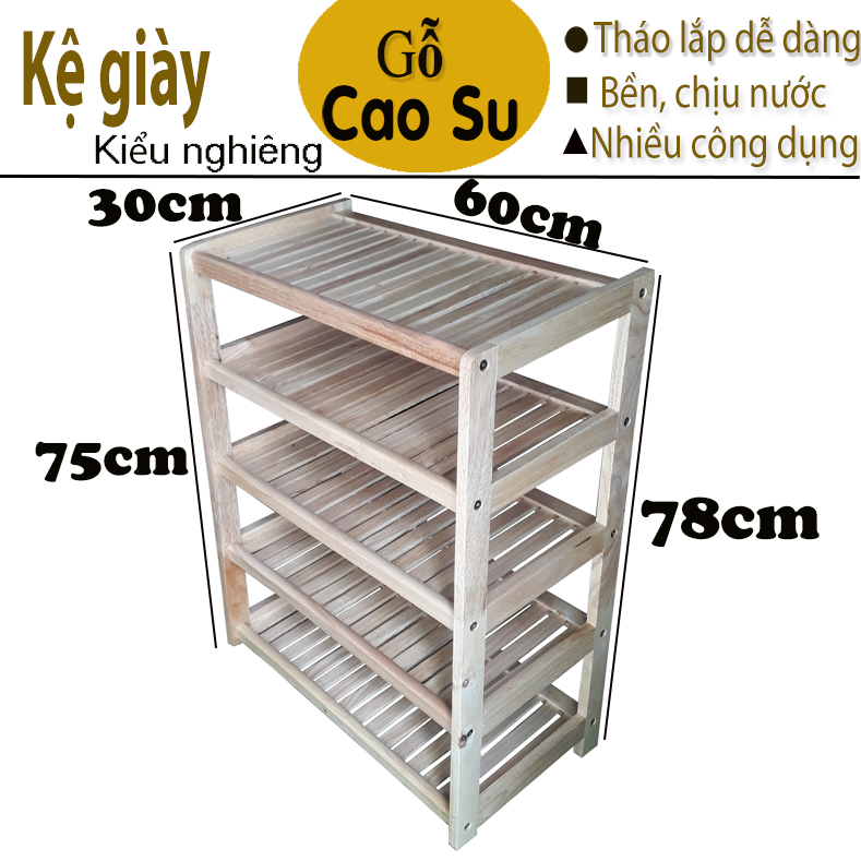 KỆ GIÀY 5 TẦNG RỘNG 60CM BẰNG GỖ (TỰ NHIÊN)