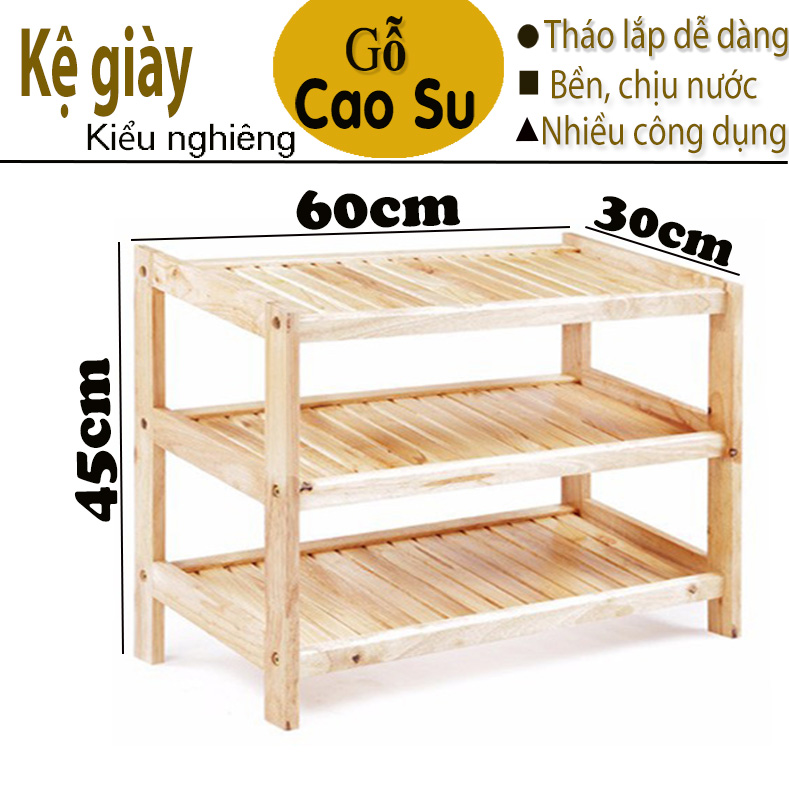KỆ GIÀY 3 TẦNG RỘNG 60CM BẰNG GỖ (TỰ NHIÊN)