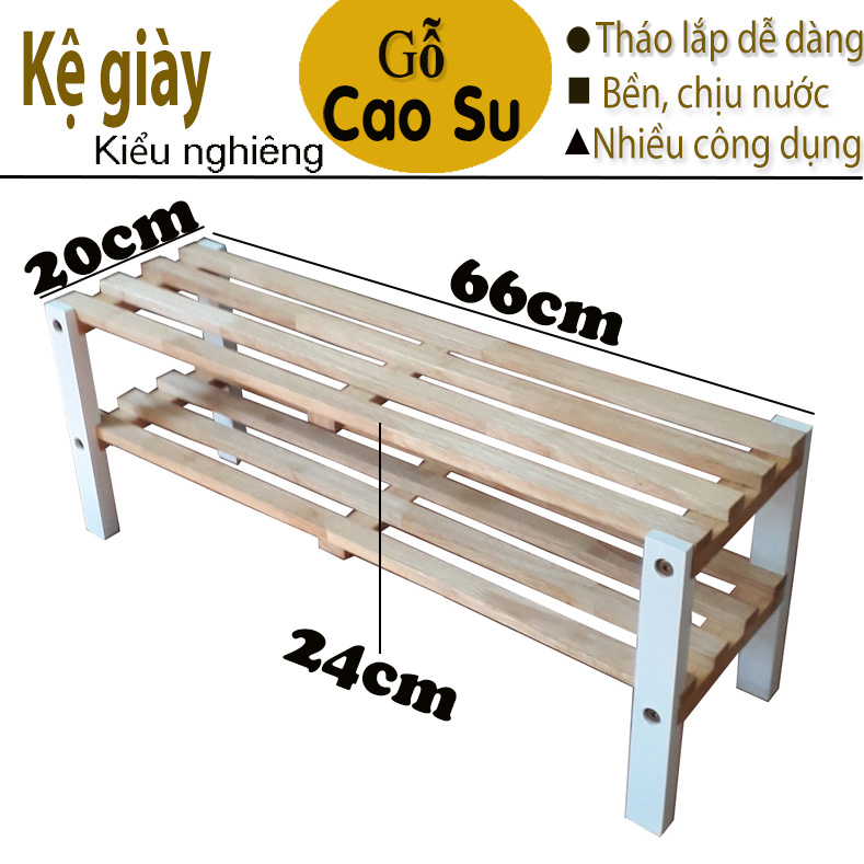 KỆ GIÀY CHO BÉ YÊU 2 TẦNG RỘNG 66CM BẰNG GỖ (CHÂN MÀU TRẮNG)