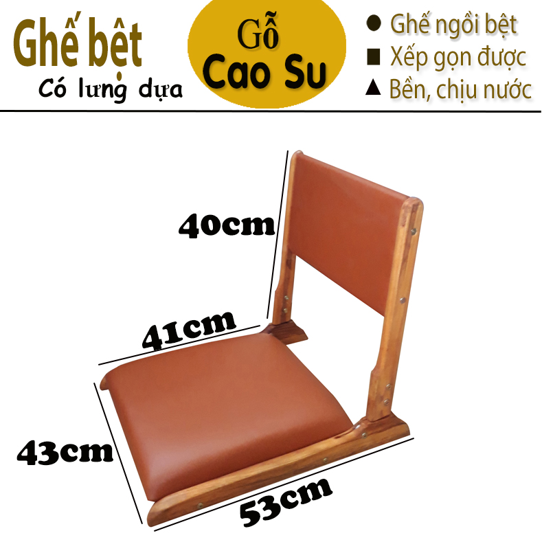 GHẾ BỆT XẾP GỌN KIỂU NHẬT BẰNG GỖ (NỆM MÀU CAM)