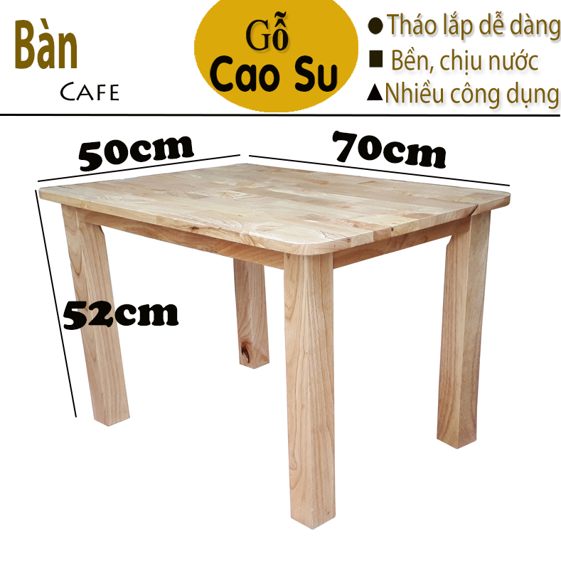 BÀN CAFE CHÂN VUÔNG 70x50x52CM BẰNG GỖ (TỰ NHIÊN)