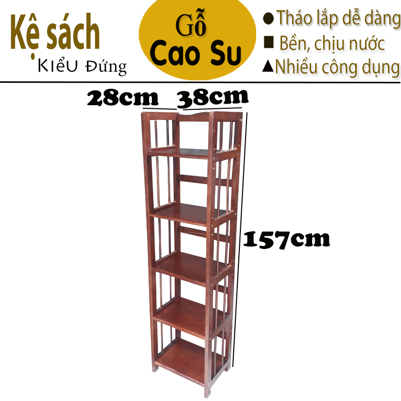 KỆ SÁCH 5 TẦNG RỘNG 38CM BẰNG GỖ (NÂU)