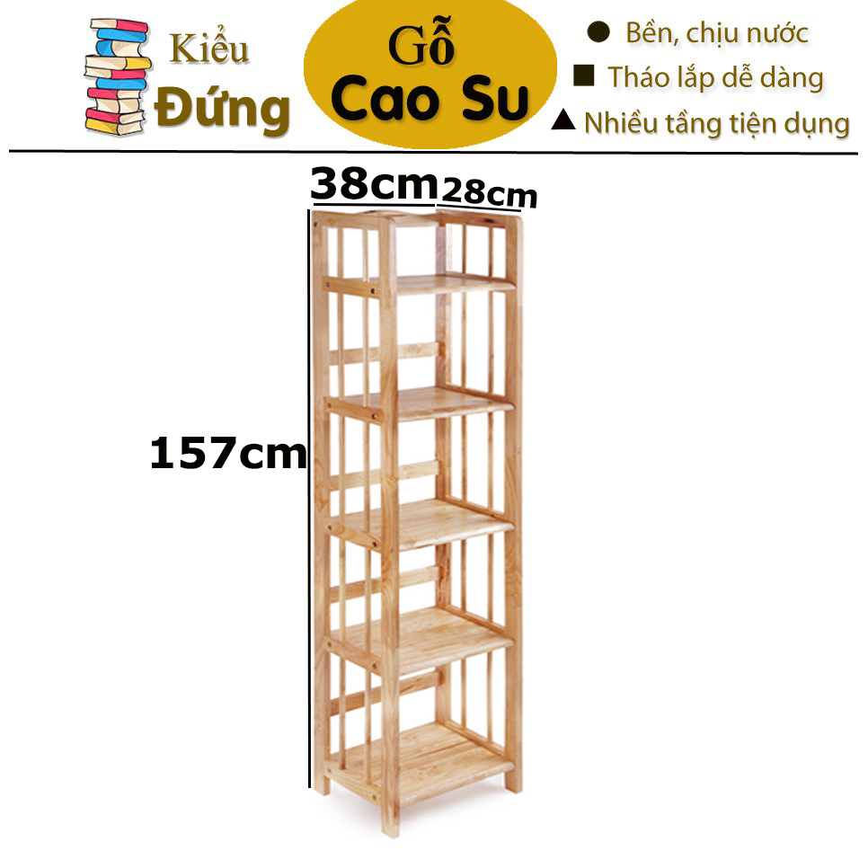 KỆ SÁCH 5 TẦNG RỘNG 38CM BẰNG GỖ (TỰ NHIÊN)