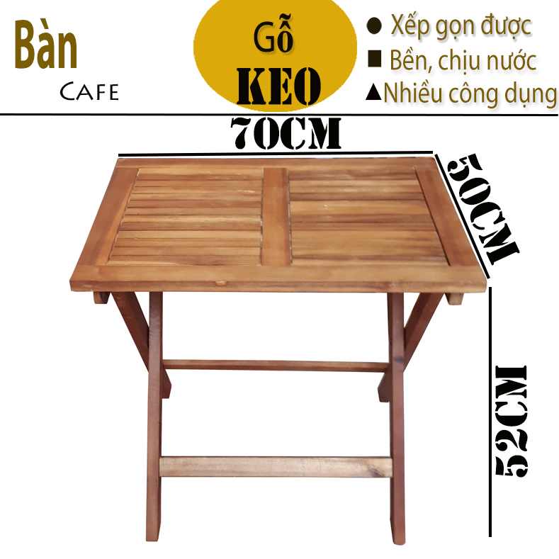 BÀN CAFÉ XẾP GỌN 70x50x52CM BẰNG GỖ (VÀNG CÁNH GIÁN)