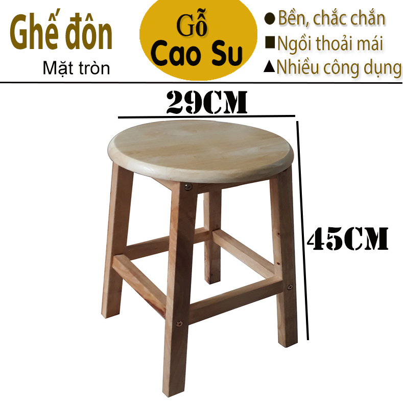 GHẾ CAFE MẶT TRÒN CAO 45CM BẰNG GỖ (TỰ NHIÊN)