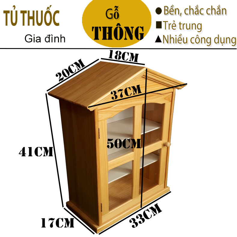 TỦ THUỐC Y TẾ GIA ĐỊNH NHF091 BẰNG GỖ MÀU TỰ NHIÊN