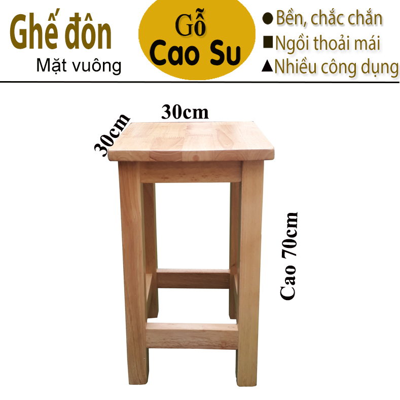 GHẾ ĐÔN MẶT VUÔNG CAO 70CM BẰNG GỖ, ĐÔN VUÔNG CAO 70CM BẰNG GỖ, GHẾ GỖ MẶT 30CM CAO 70CM BẰNG GỖ