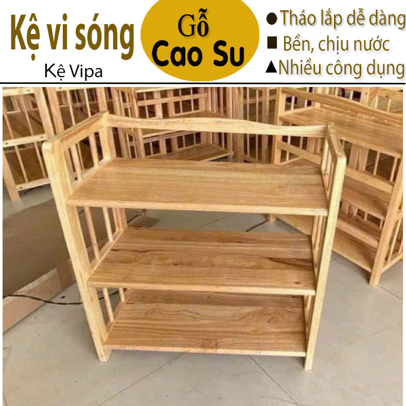 Kệ vipa 3 tầng bằng gỗ tiện lợi, kệ để lò vi sóng 3 tầng tiện lợi (Tự nhiên)