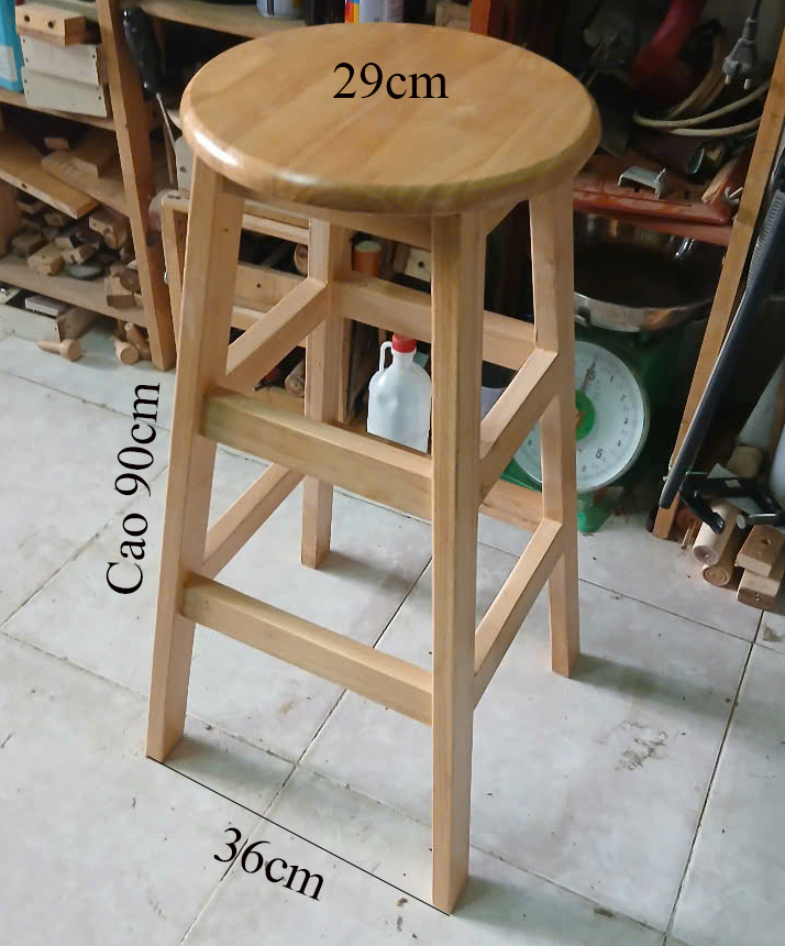 Ghế đôn mặt tròn cao 90cm, ghế gỗ quày bar cao 90cm, ghế gỗ cao 90cm