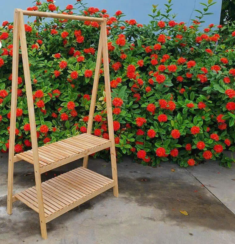 Xào treo quần áo 2 tầng chữ A bằng gỗ