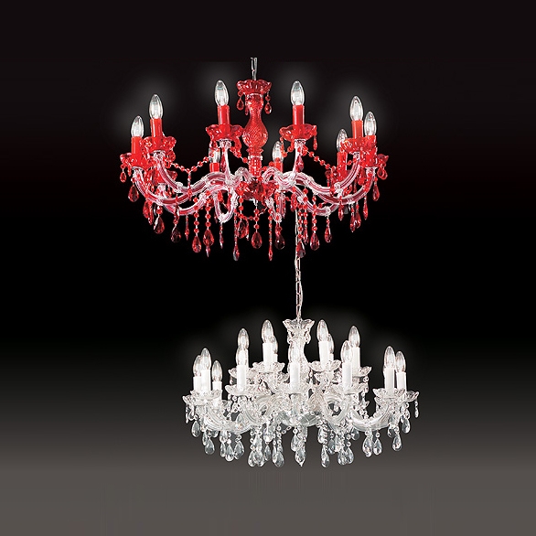 Đèn chùm Vienna 10 bóng, tay nhựa mầu đỏ